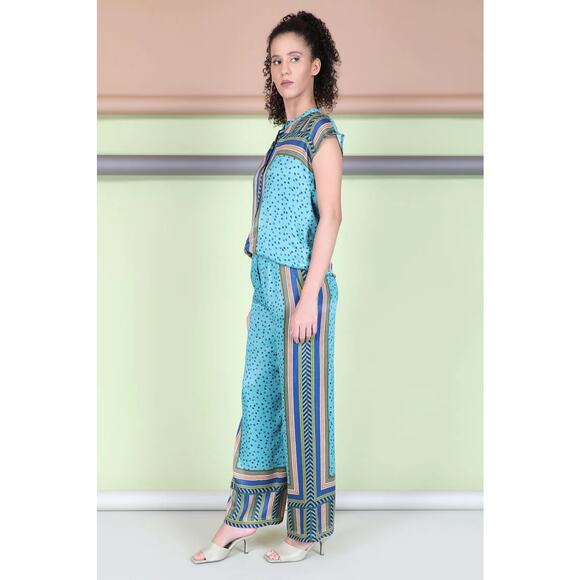 nwt ANTHROPOLOGIE BL-NK LONDON sz S Ena Wide-Leg Satin pants - Picture 2 of 4